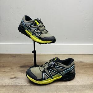 Salomon Speedcross Hiking Shoes Gray Yellow Boys Size 4